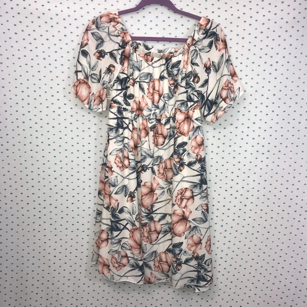 PinkBlush Maternity Floral Off Shoulder Dress